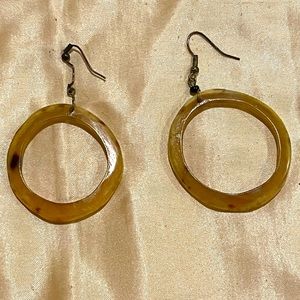 Brazilian Tribal Style Amber Hoop Earrings